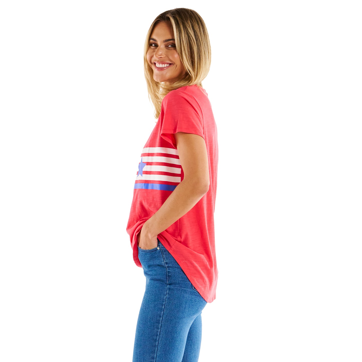 Amber Print Tee - Star Race Stripe