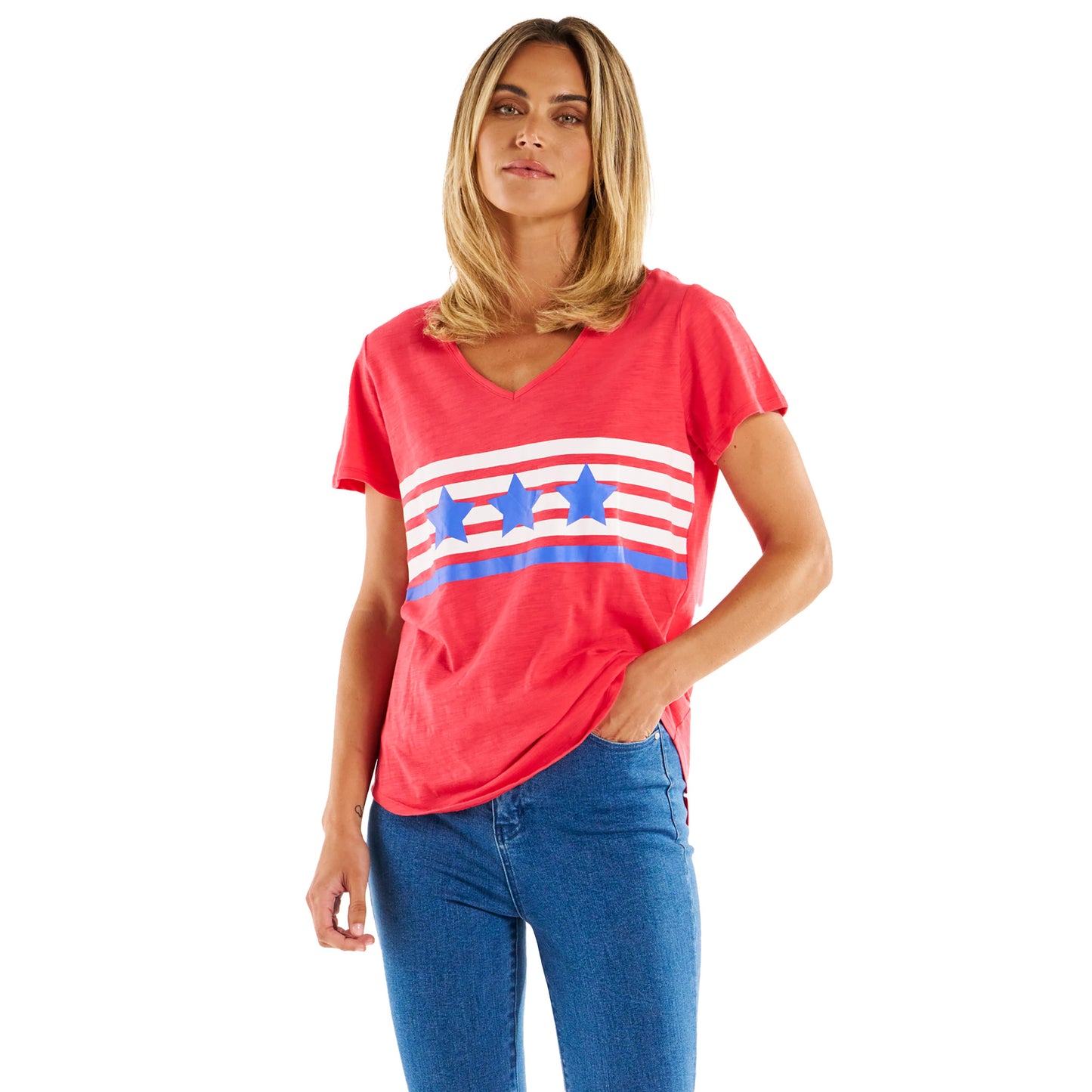 Amber Print Tee - Star Race Stripe