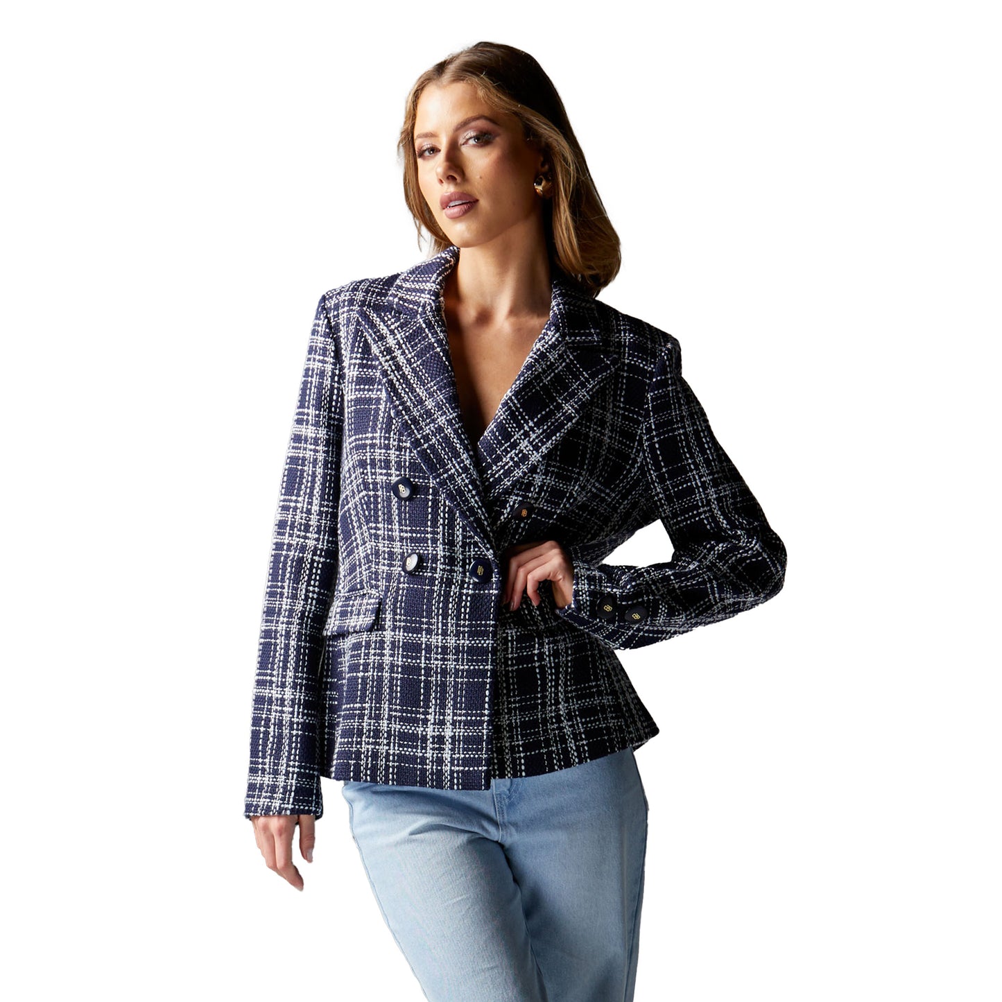 Bianca Boucle Blazer - Navy Check