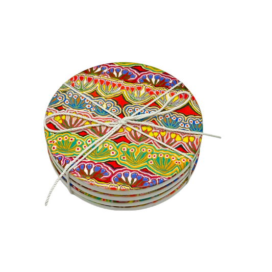 Aboriginal Medicine Flowers Coasters - Set of 4