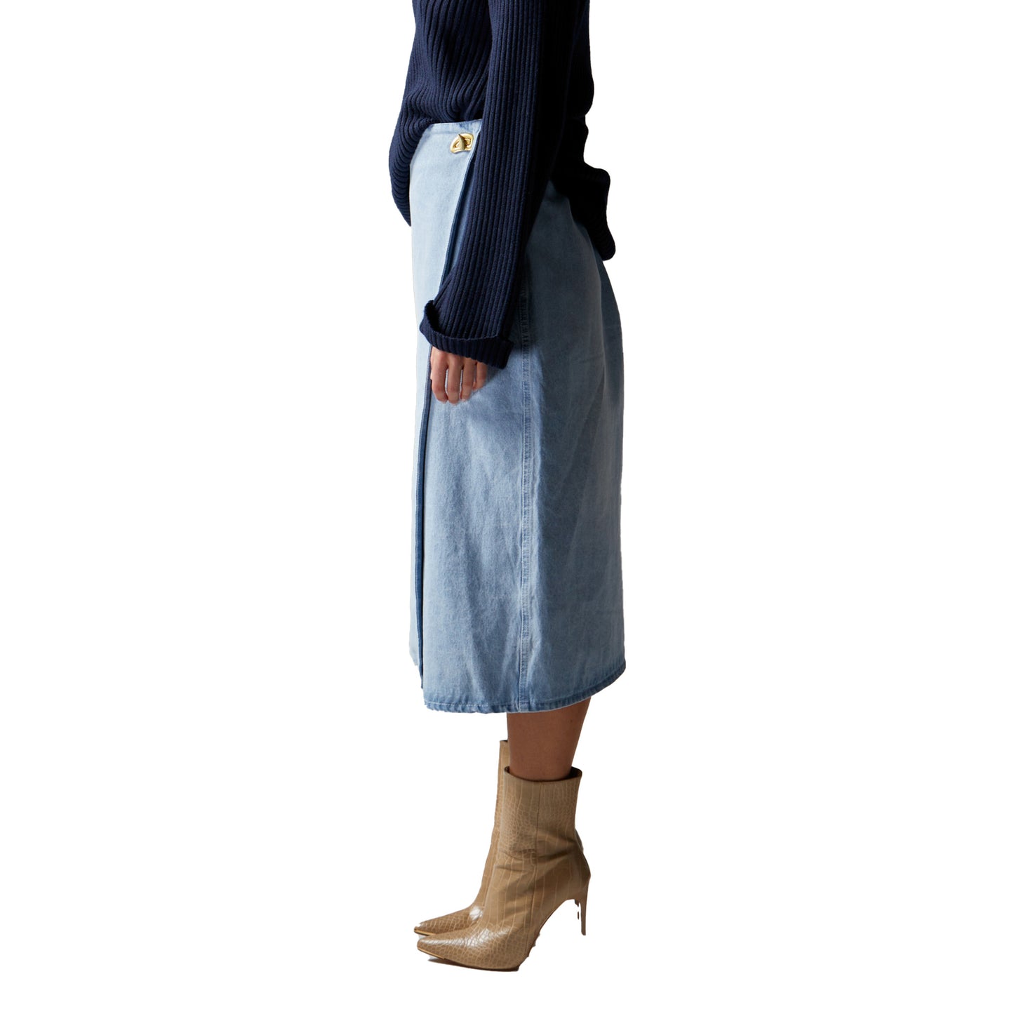 Flight Denim Wrap Skirt - Bleach Wash