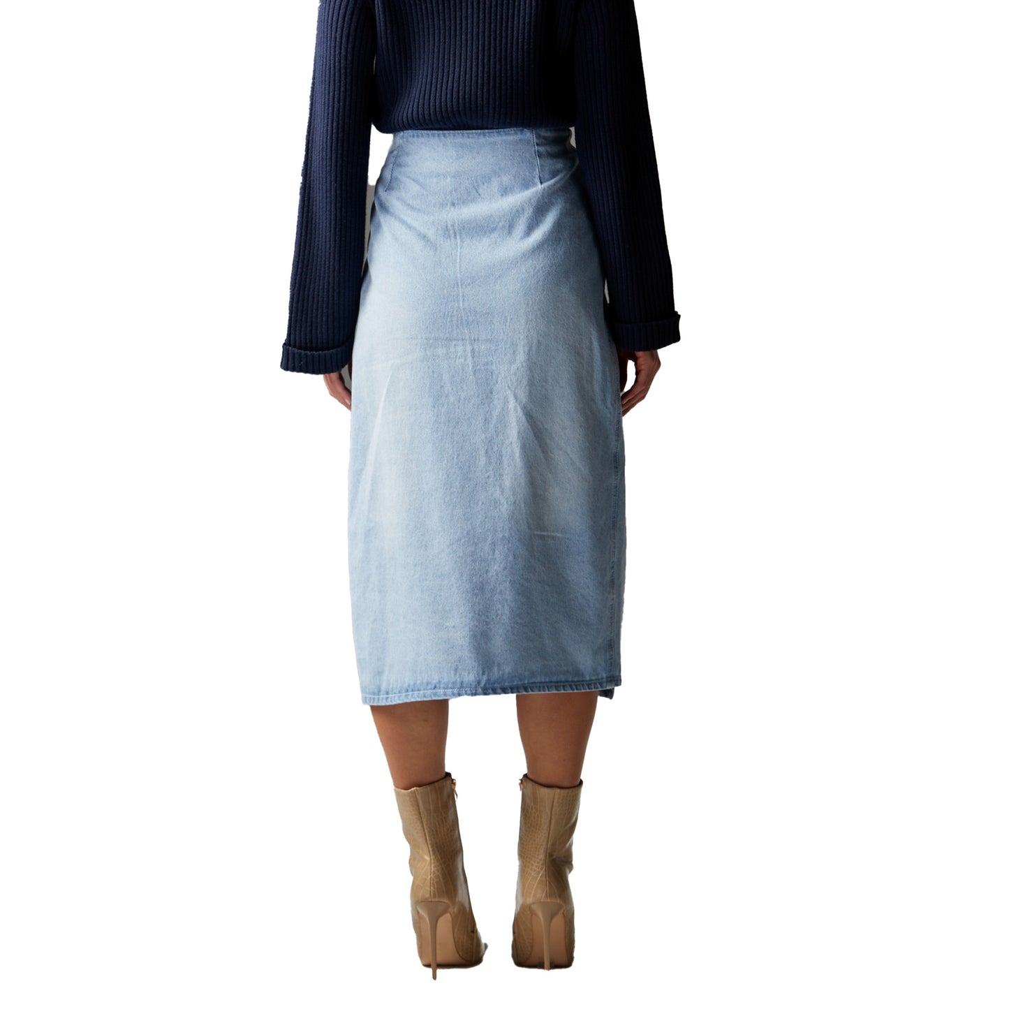 Flight Denim Wrap Skirt - Bleach Wash