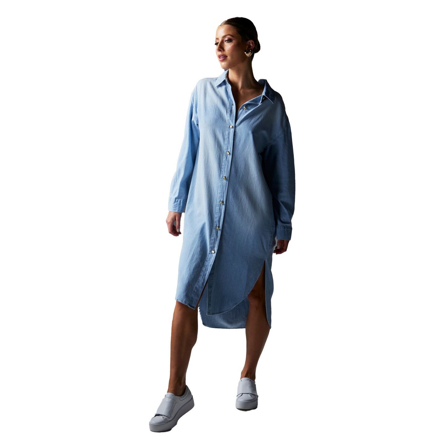 Flight Shirt Dress - Bleach Wash