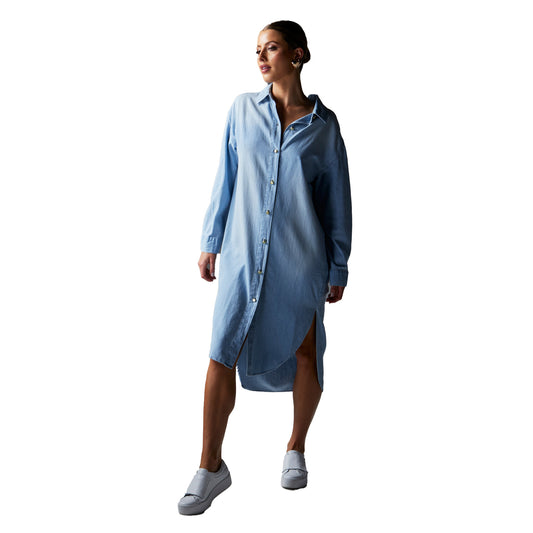 Flight Shirt Dress - Bleach Wash