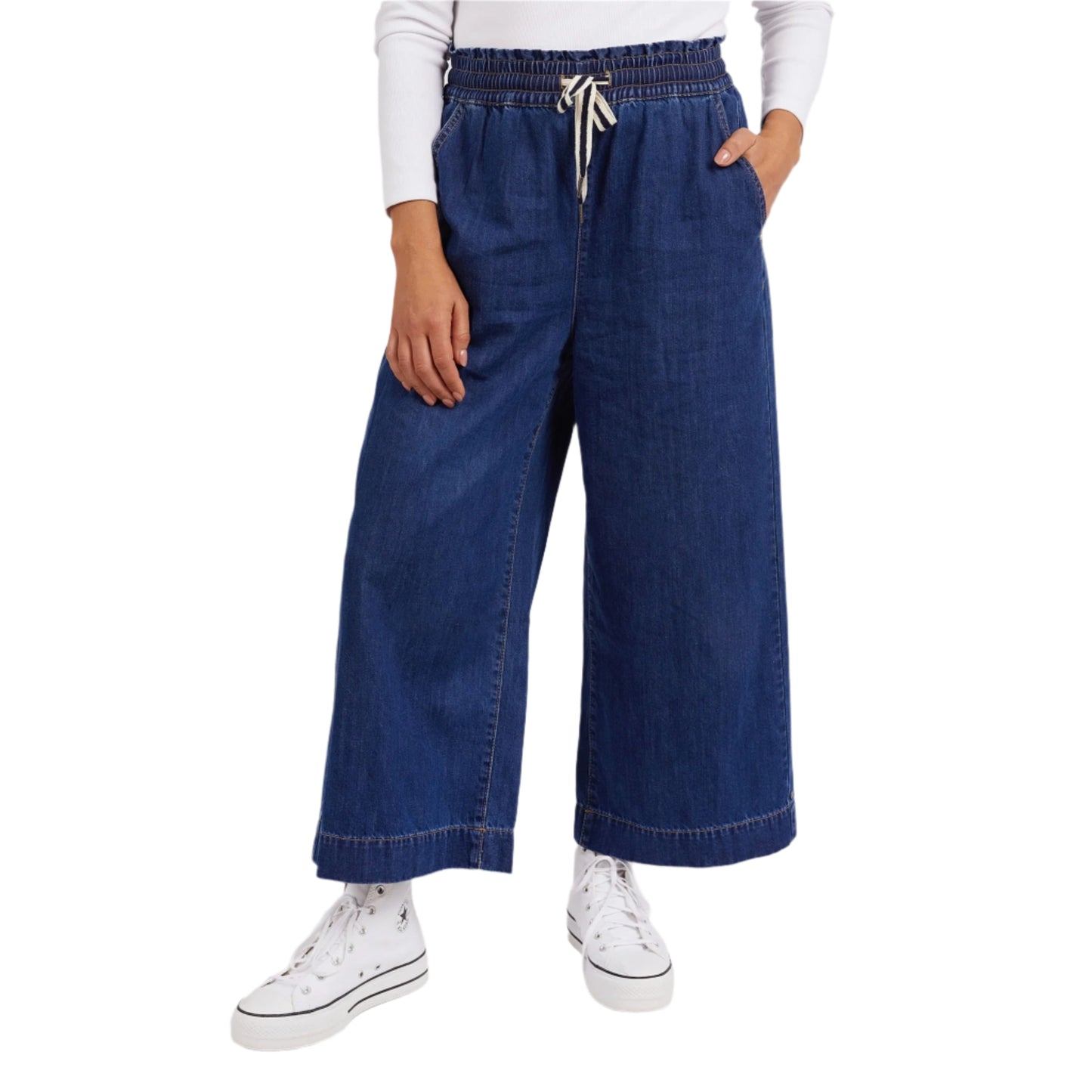 Greta Wide Leg Pant - Dark Blue Wash