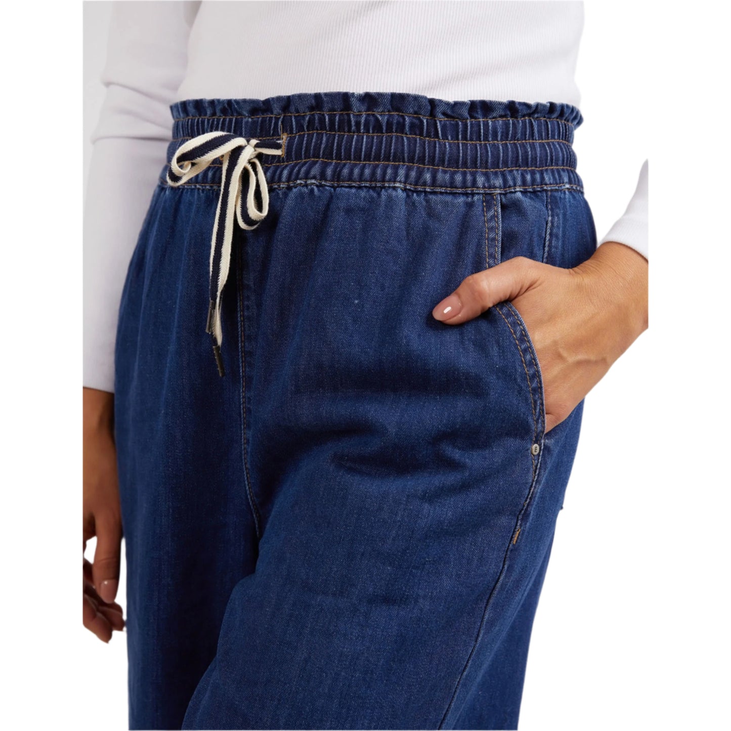 Greta Wide Leg Pant - Dark Blue Wash