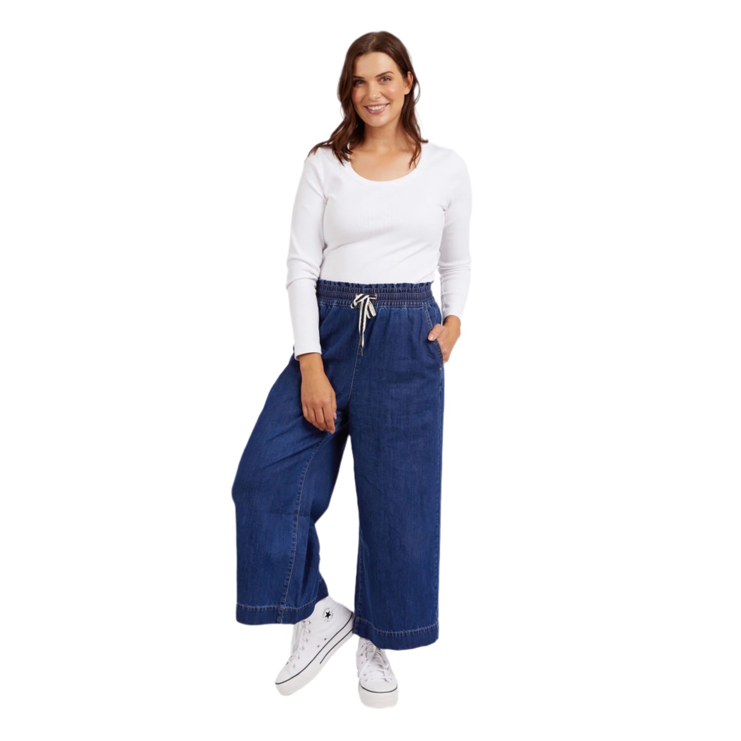 Greta Wide Leg Pant - Dark Blue Wash