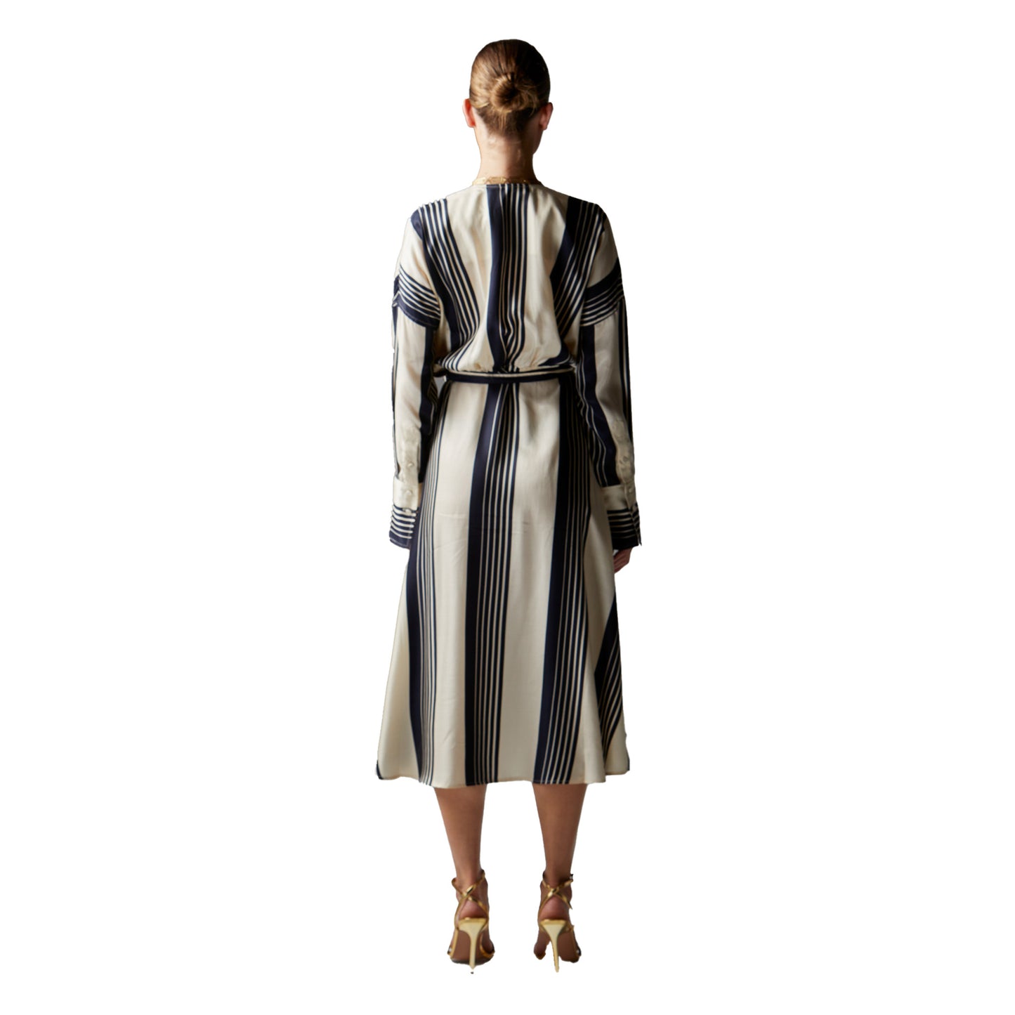 Heartstopper Wrap Midi Dress - Navy Stripe