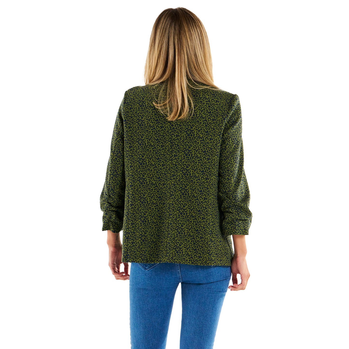 Leopard Jacquard Blazer - Green