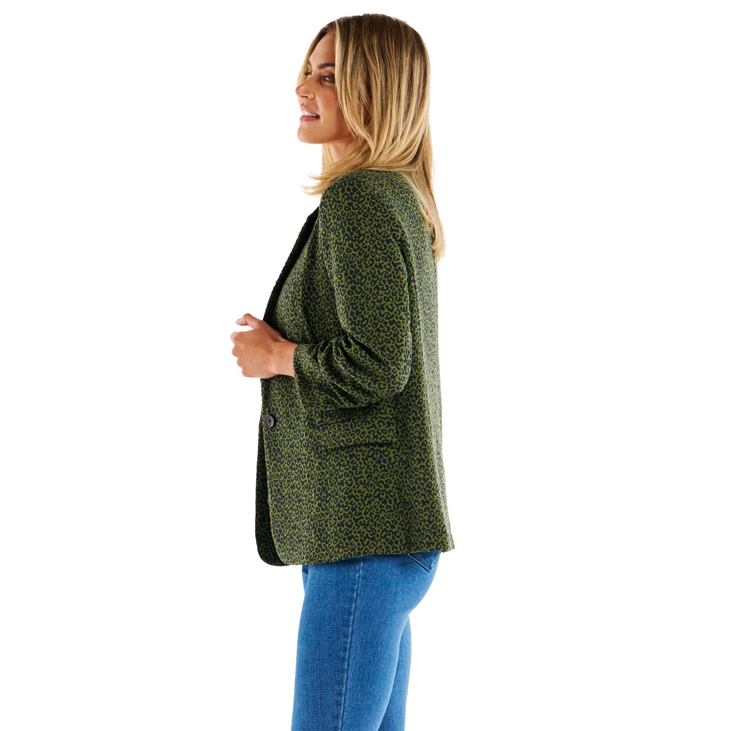 Leopard Jacquard Blazer - Green