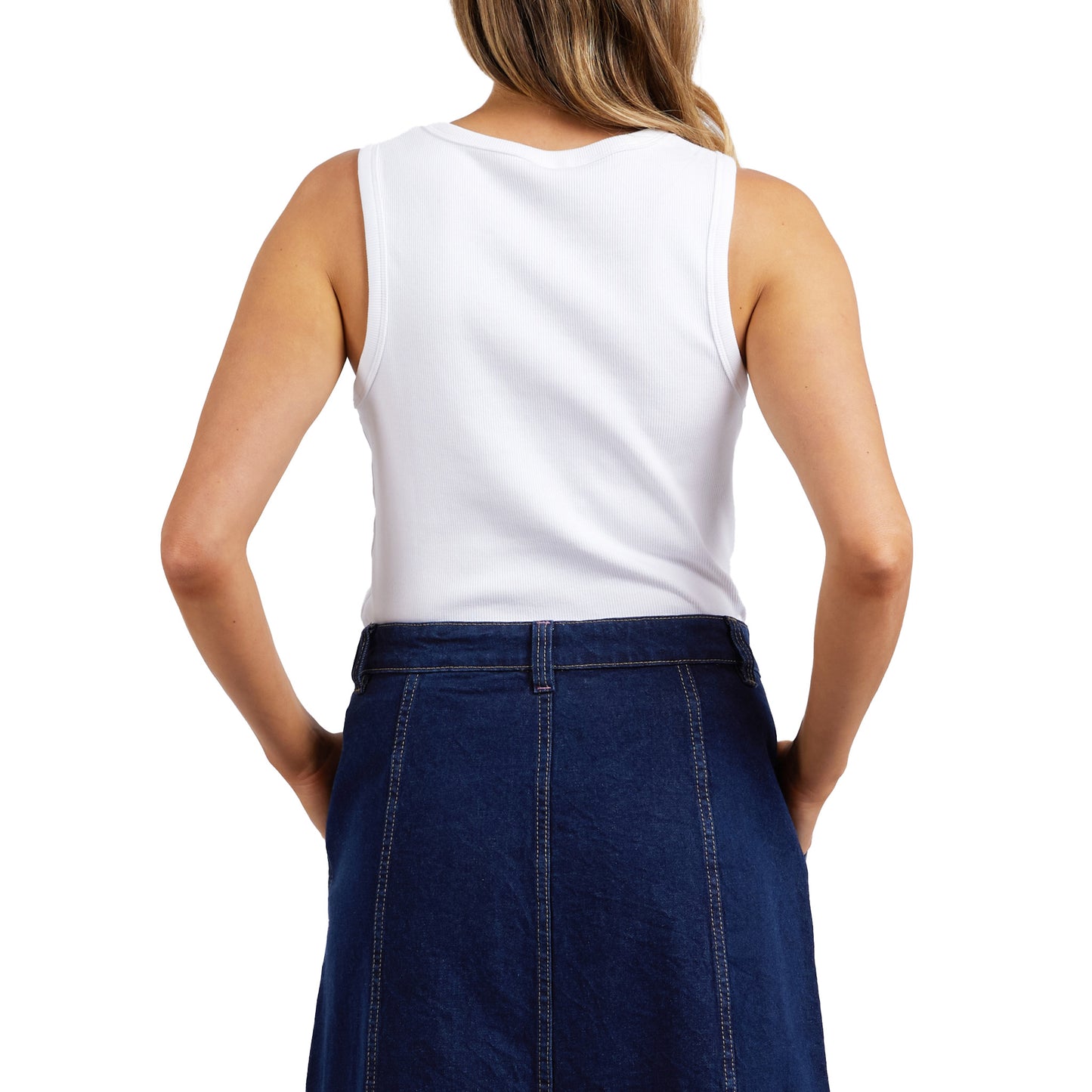 Florence Button Through Denim Skirt - Dark Blue Wash