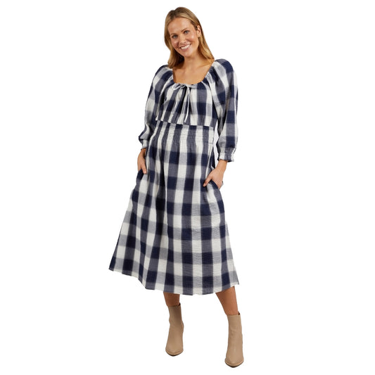 Cedar Check Dress - Navy