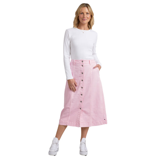 Florence Button Thru Skirt - Splendid Pink