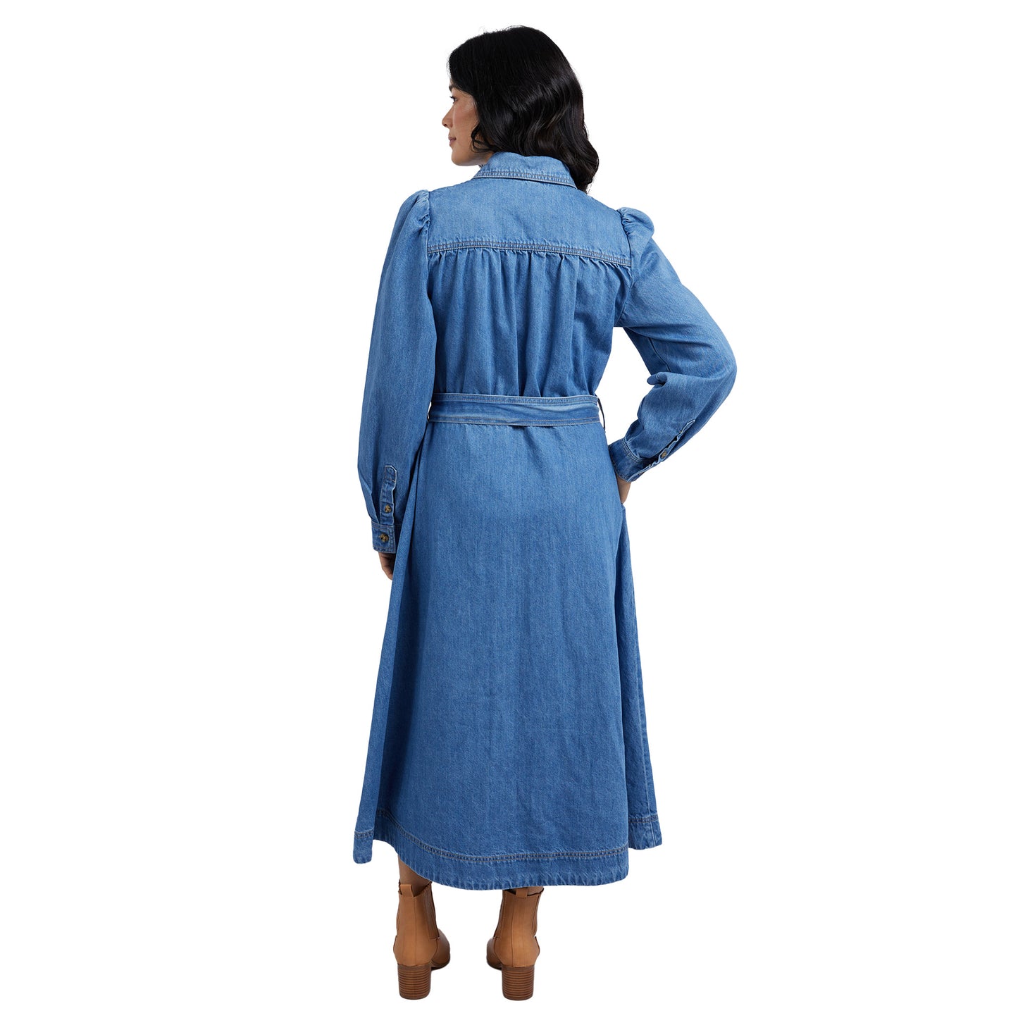 Lucinda Denim Shirt Dress - Mid Blue Wash