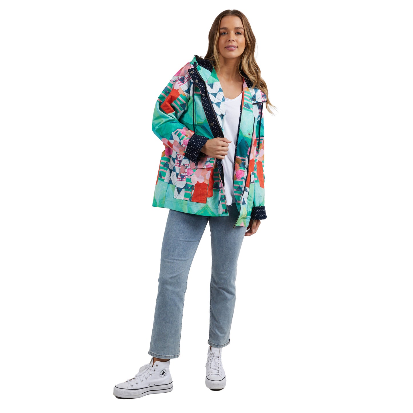 Private Universe Raincoat - All Over Green Print