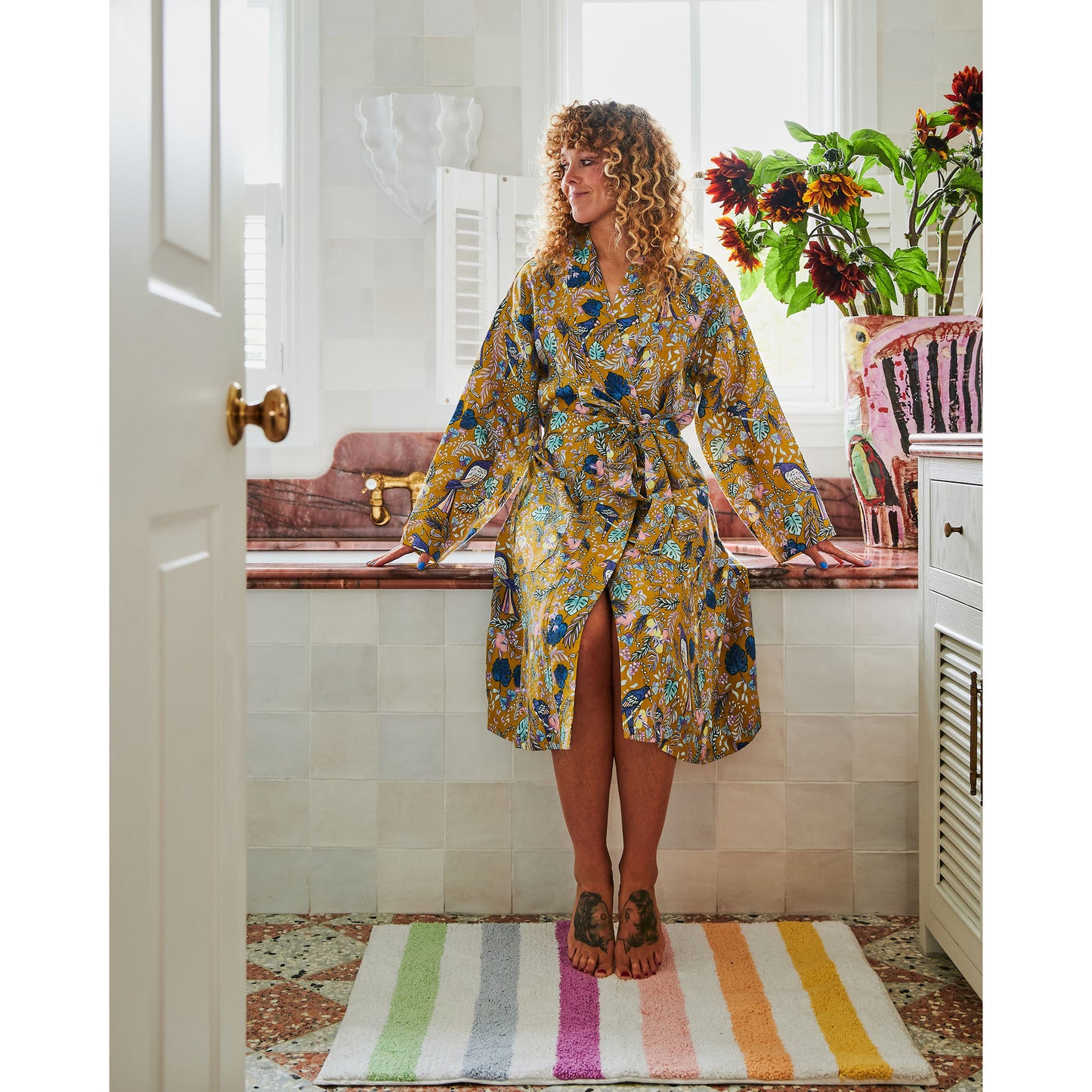 Birds Of Paradise Linen Robe