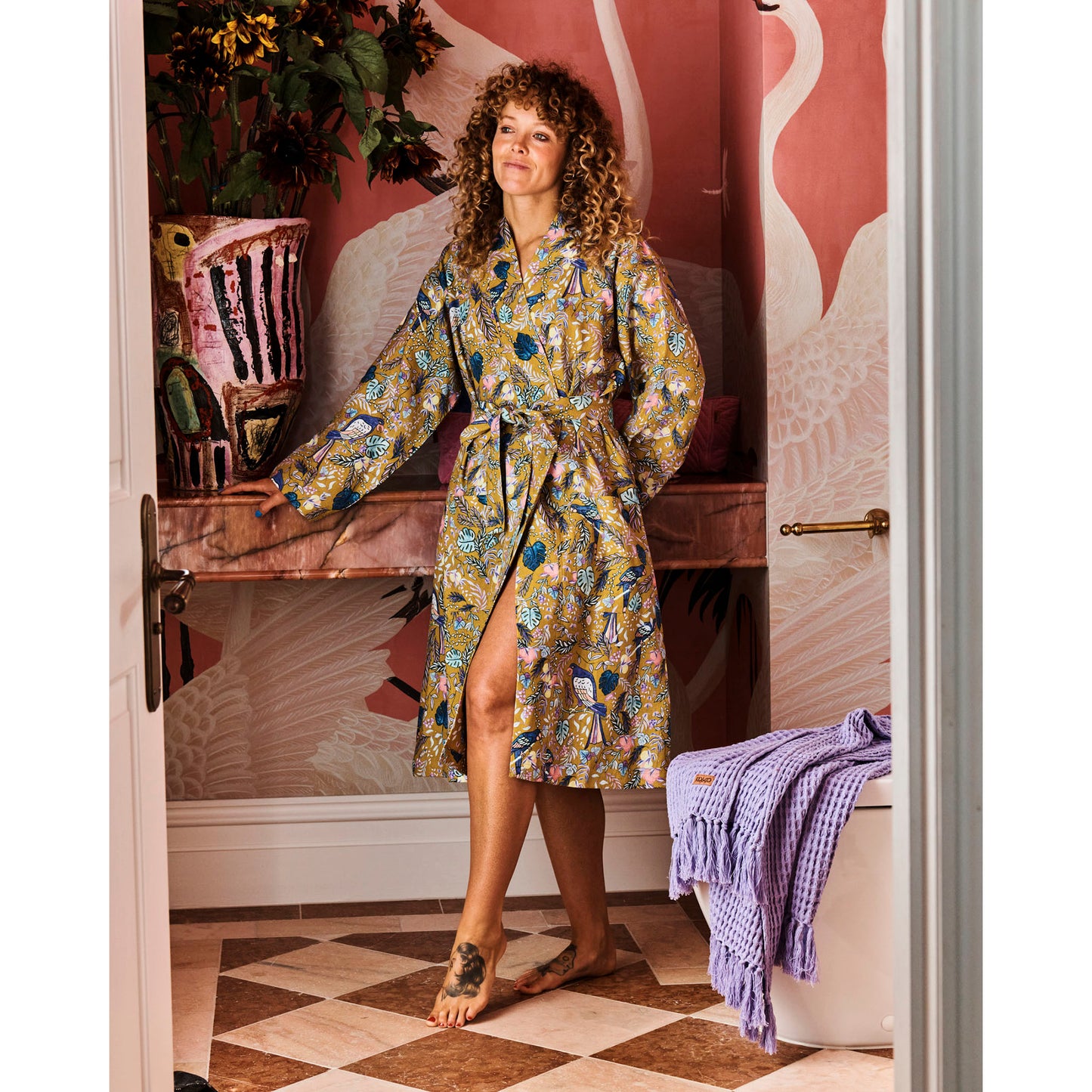 Birds Of Paradise Linen Robe