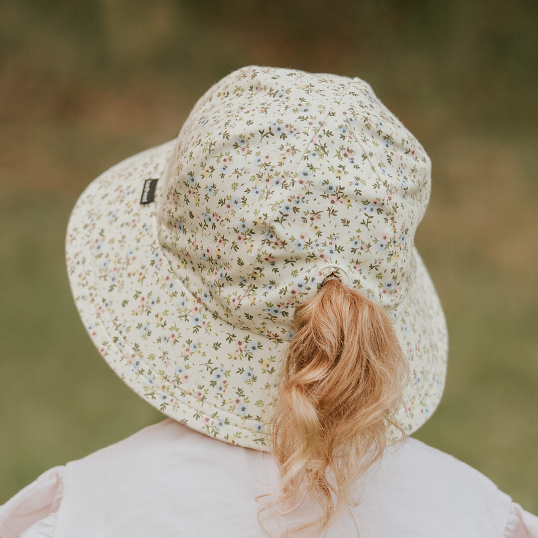 Kids Ponytail Bucket Sun Hat - Floral Charlotte