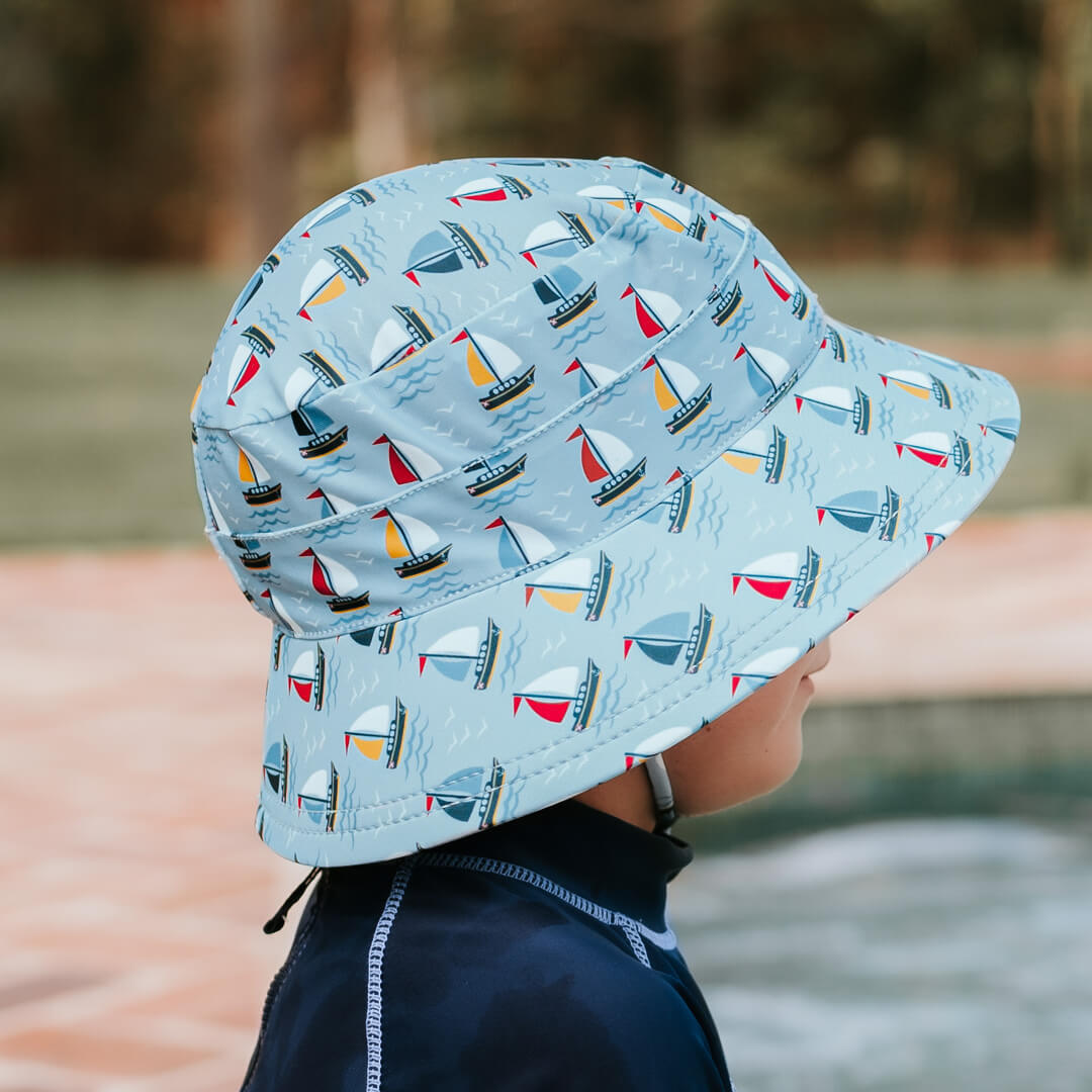 Kids Classic Swim Bucket Beach Hat - Sails