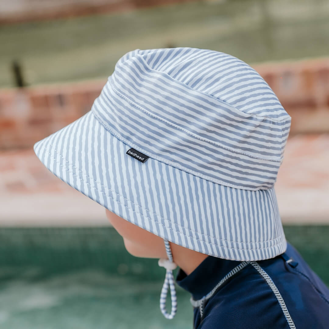 Kids Classic Swim Bucket Beach Hat - Stevie Stripe