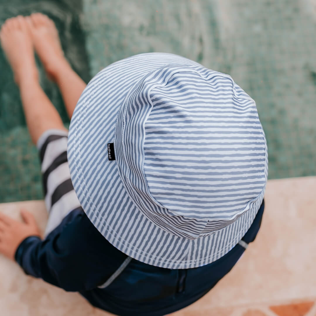 Kids Classic Swim Bucket Beach Hat - Stevie Stripe