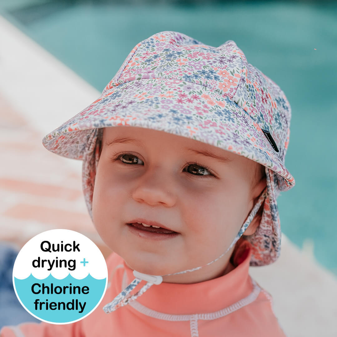 Kids Swim Legionnaire Flap Beach Hat - Blossom