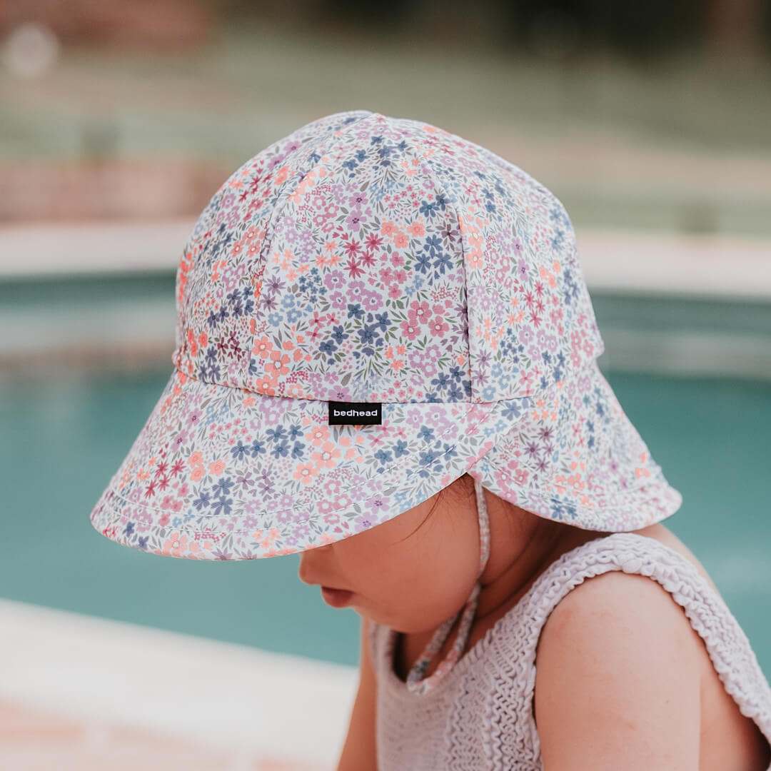 Kids Swim Legionnaire Flap Beach Hat - Blossom