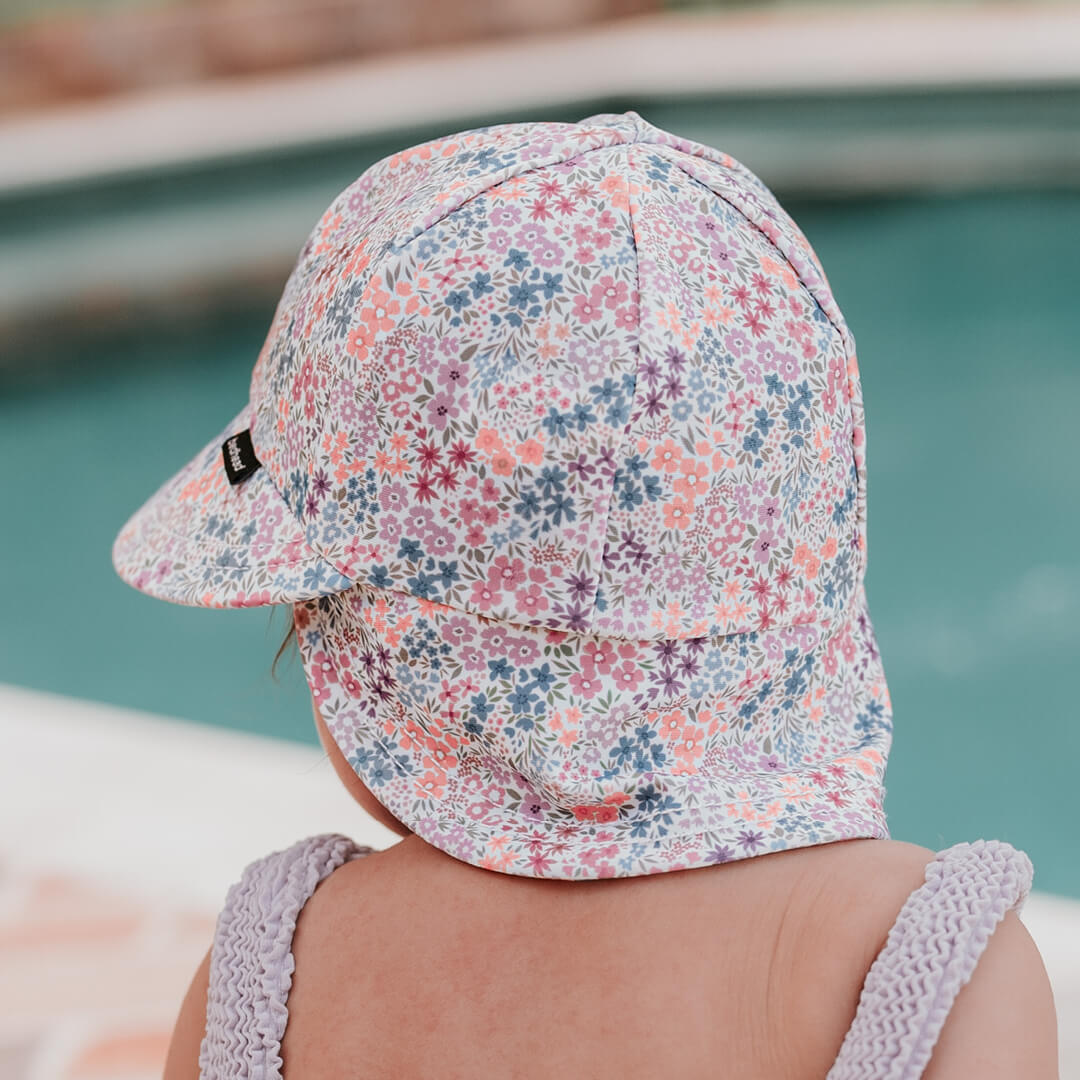 Kids Swim Legionnaire Flap Beach Hat - Blossom