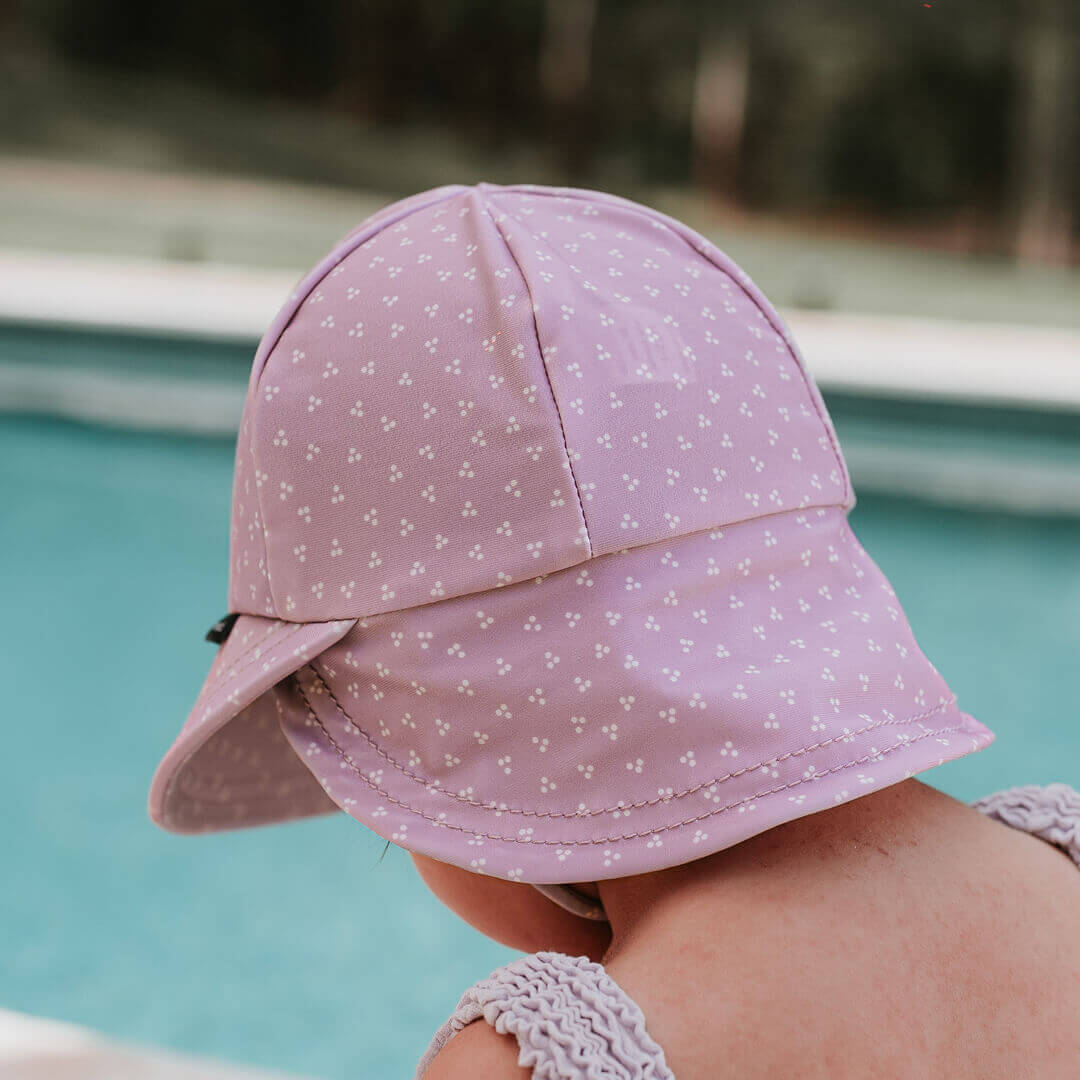 Kids Swim Legionnaire Flap Beach Hat - Lila