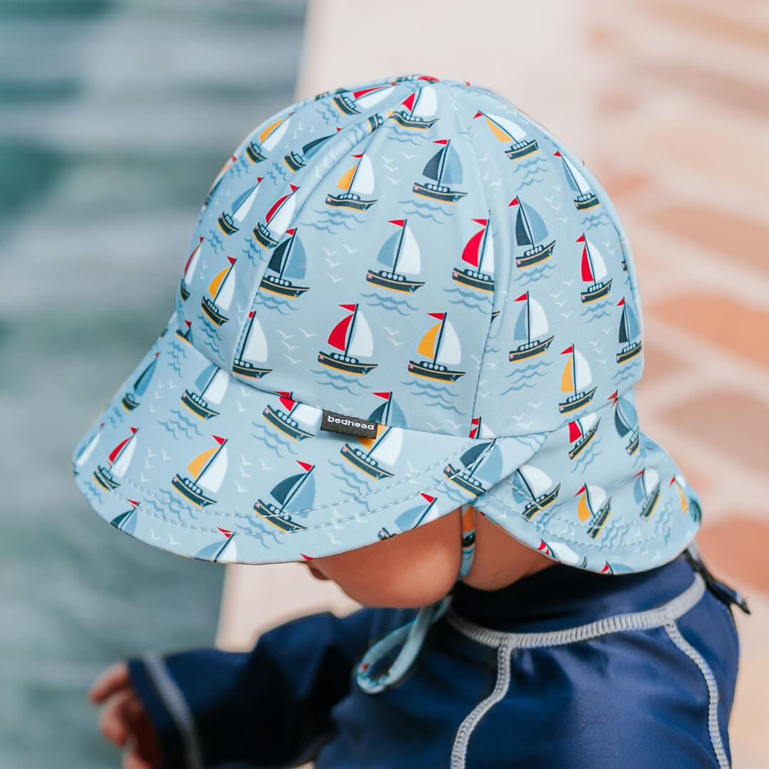 Kids Swim Legionnaire Flap Beach Hat - Sails