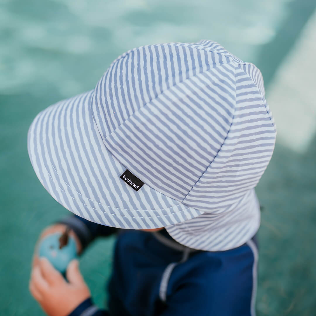 Kids Swim Legionnaire Flap Beach Hat - Stevie Stripe