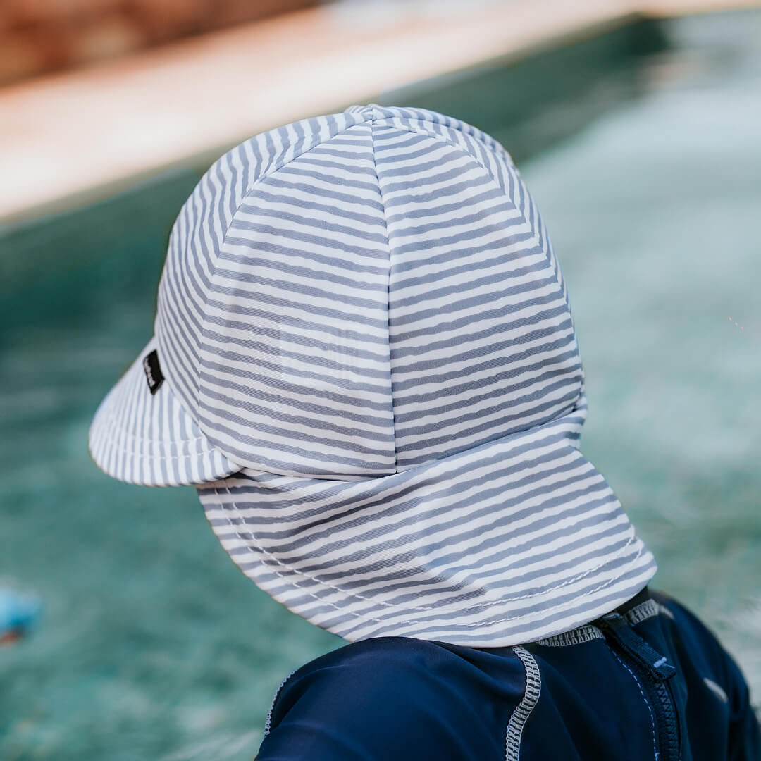 Kids Swim Legionnaire Flap Beach Hat - Stevie Stripe