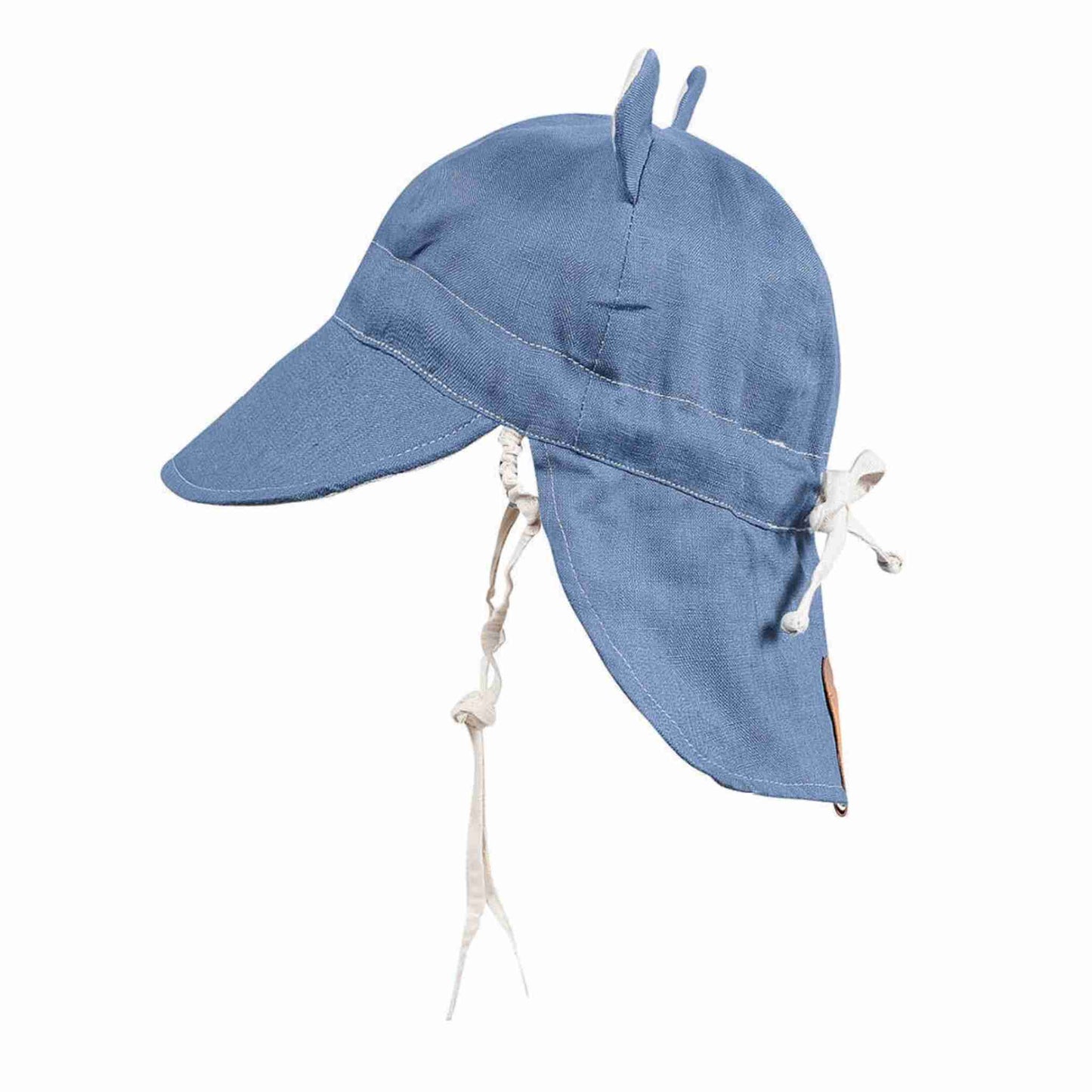 'Roamer' Baby Reversible Teddy Flap Sun Hat - Steele / Flax