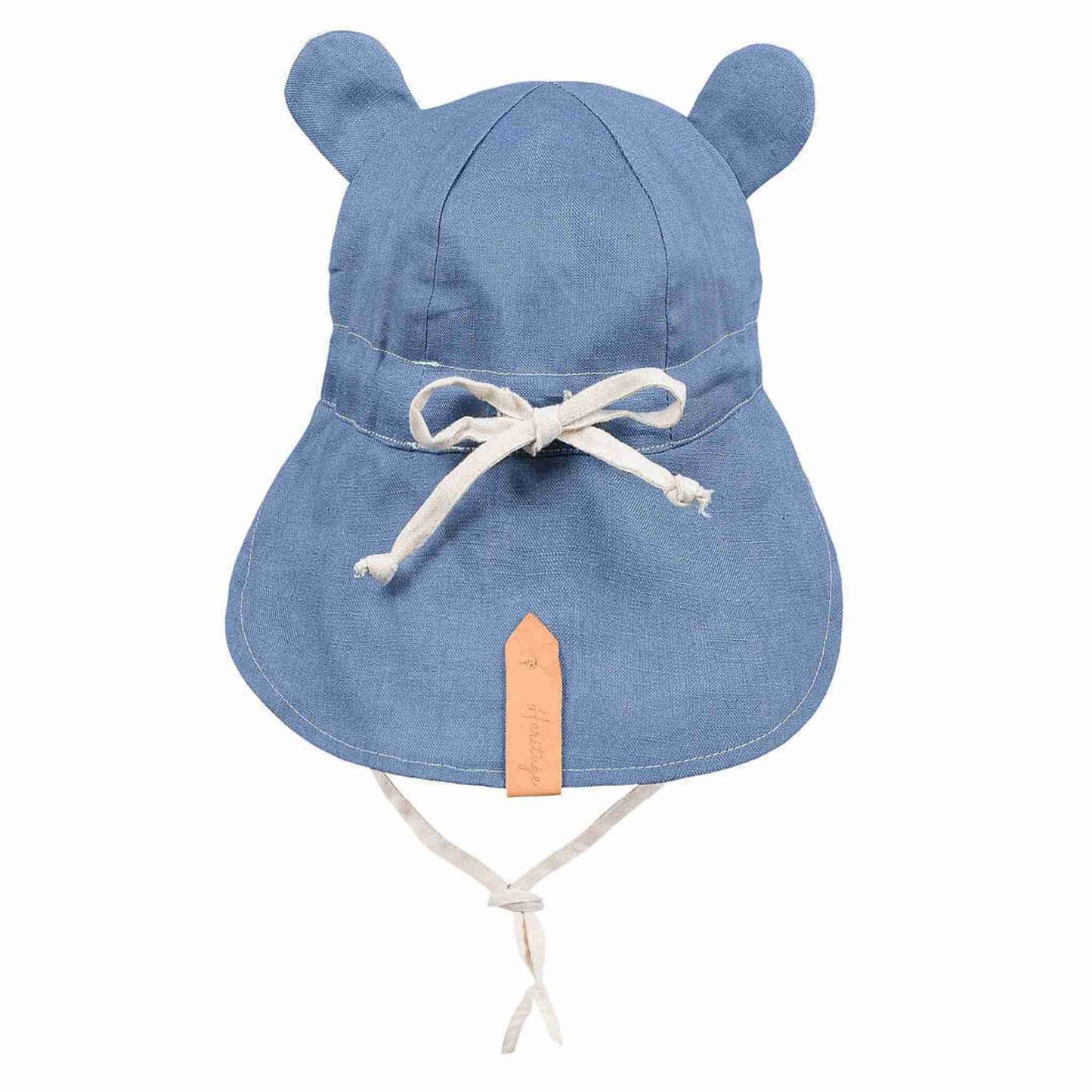 'Roamer' Baby Reversible Teddy Flap Sun Hat - Steele / Flax