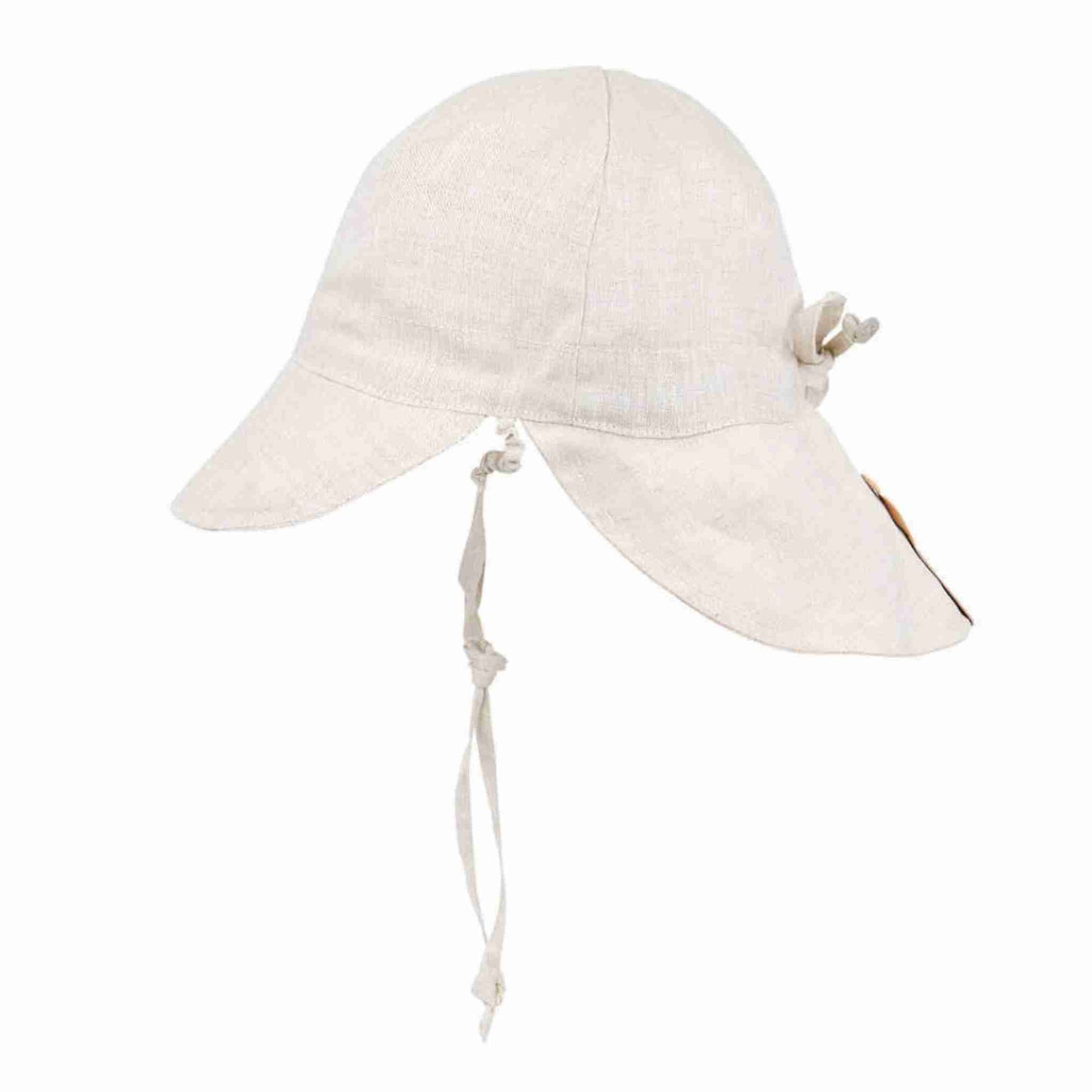 'Roamer' Baby Reversible Teddy Flap Sun Hat - Steele / Flax