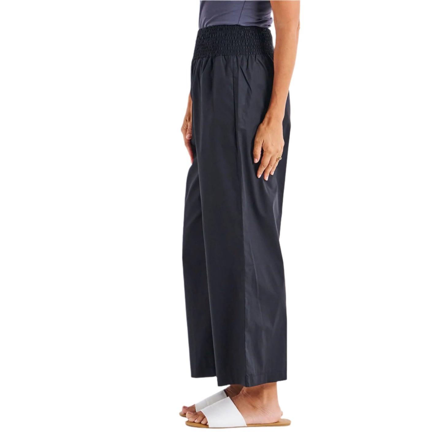 Sevilla Wide Leg Cotton Pant - Black