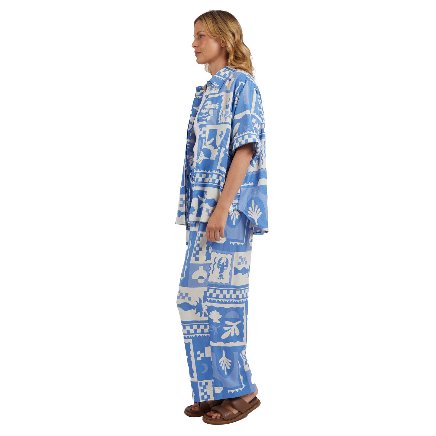 Holiday Sun Pant - Cerulean Holiday Print