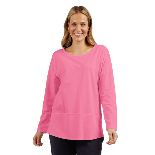 Rib Long Sleeve Tee - Pink Geranium