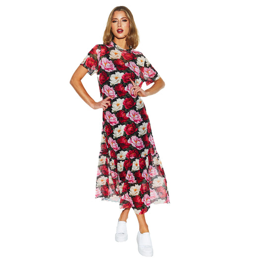 Lyrical Mesh Dress - Oscar Floral