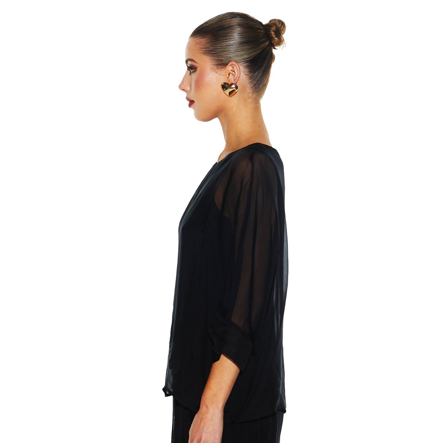 Sunlight and Shadow Silk Top - Black