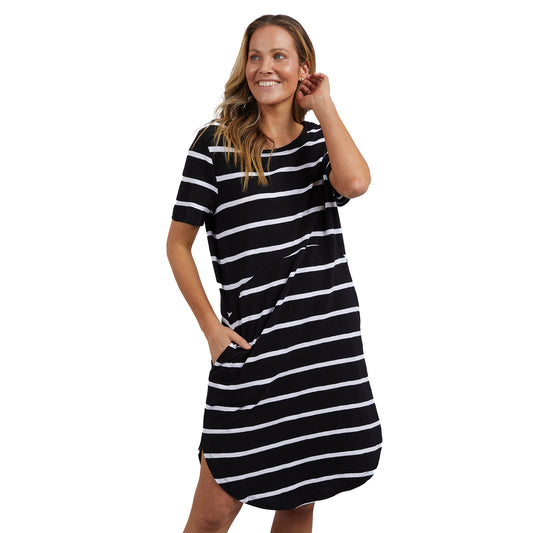 Bay Stripe Dress - Black / White Stripe