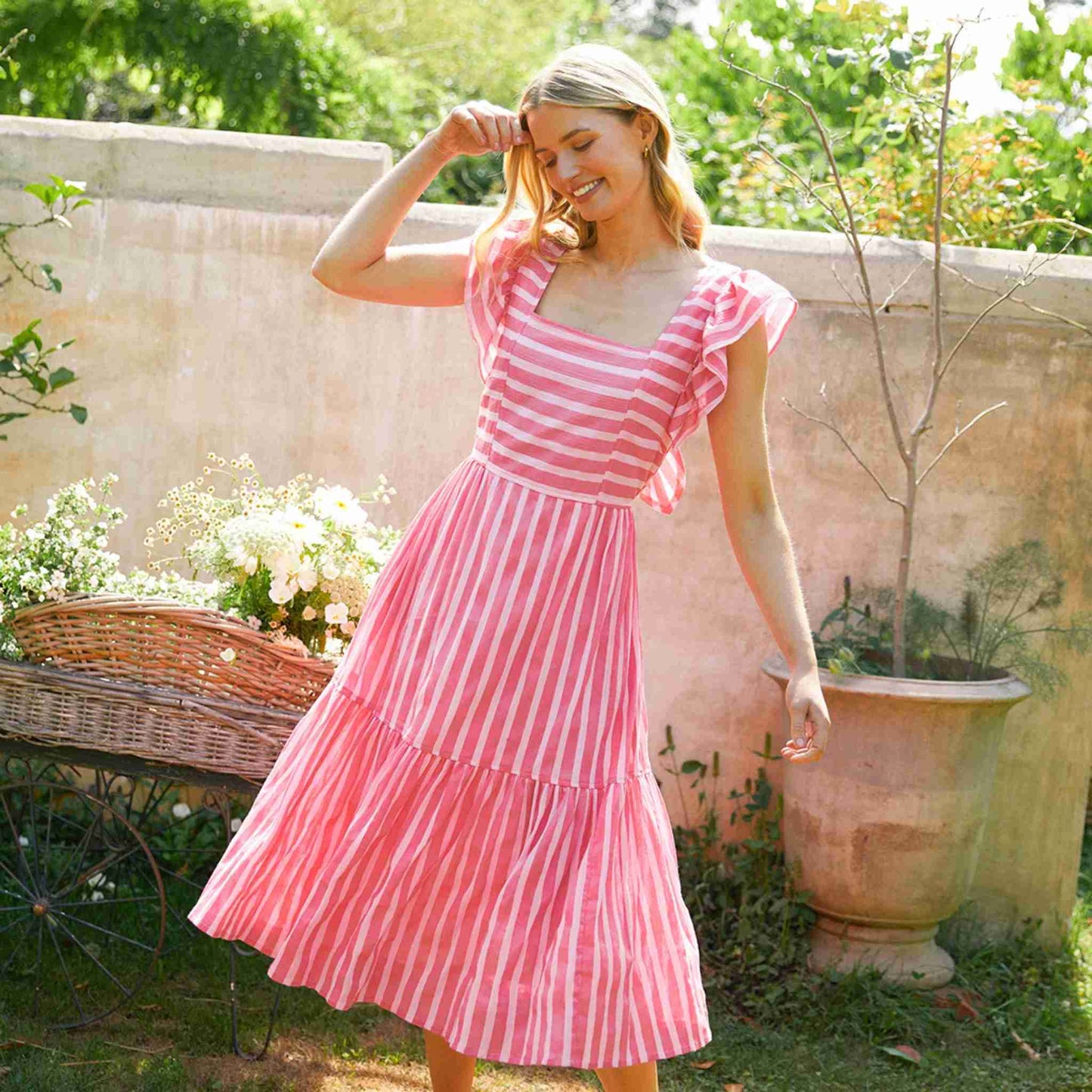 Ashley Dress - Pink Punch Stripe