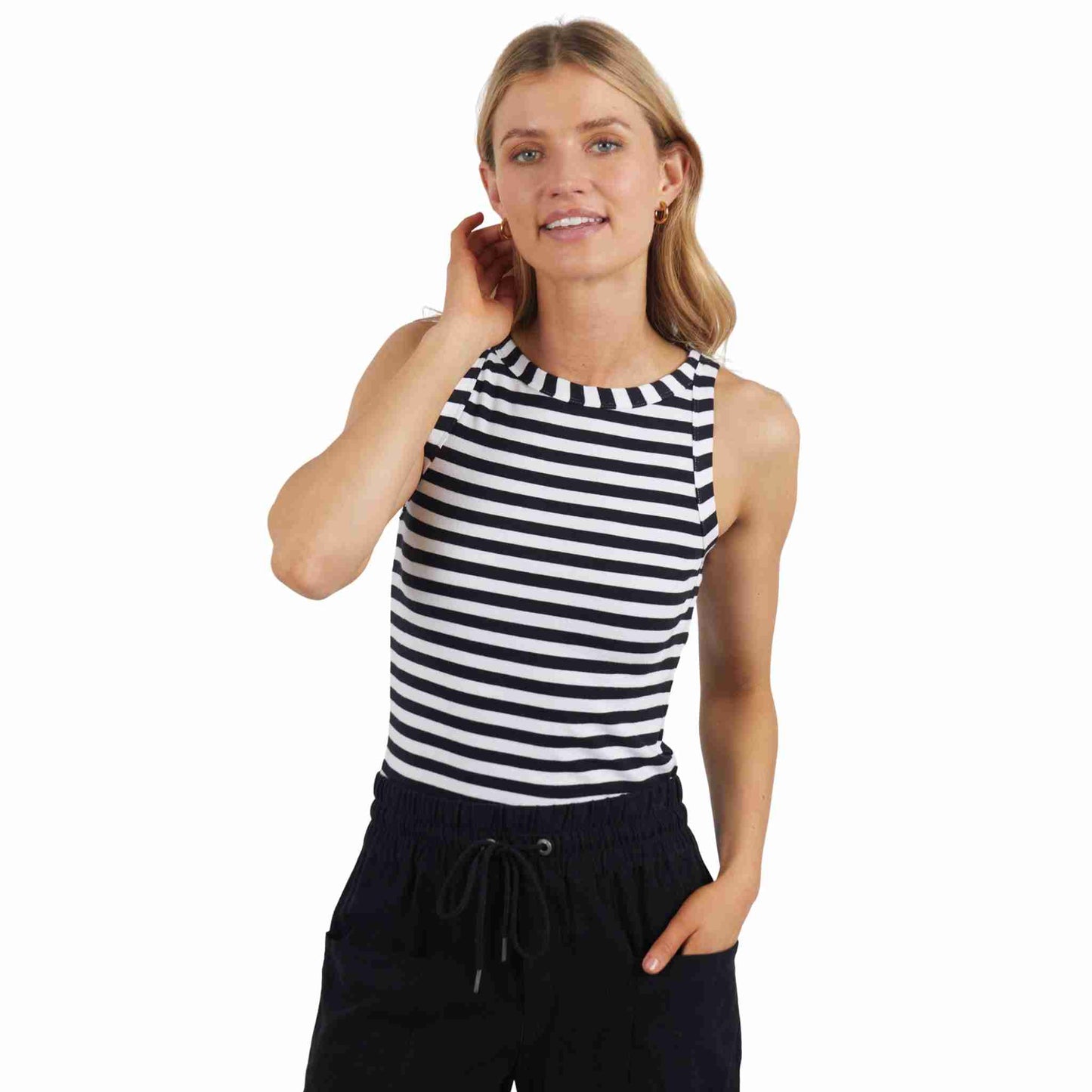 Ruth Tank - Black/White Stripe