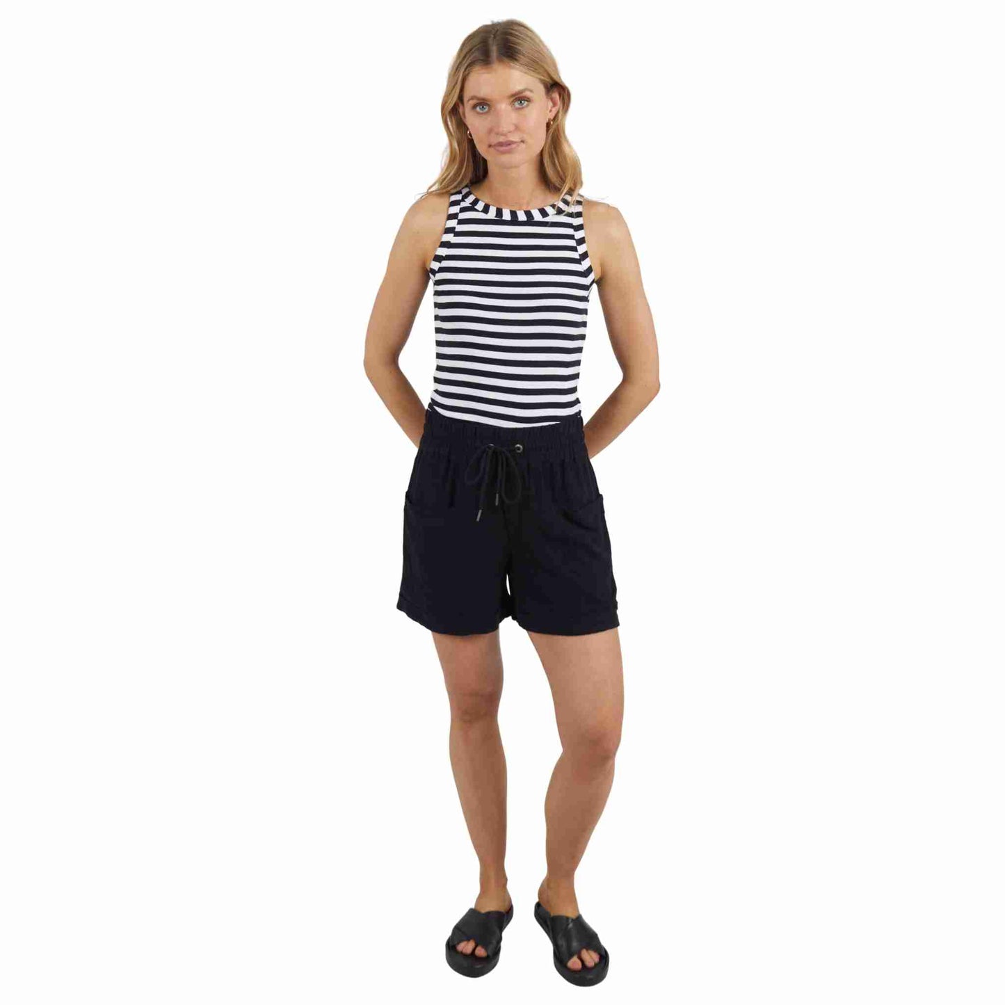 Ruth Tank - Black/White Stripe