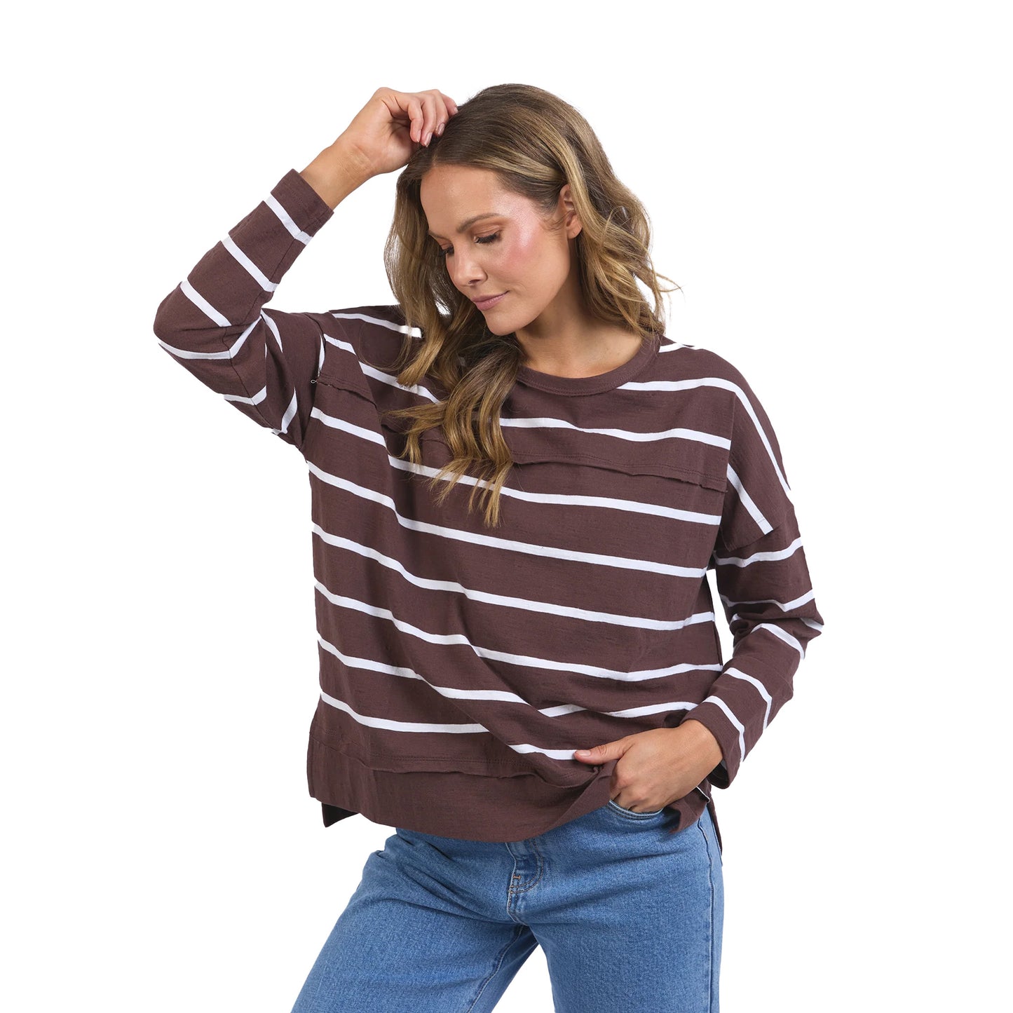 Jayne Throw On Top - Chocolate Stripe