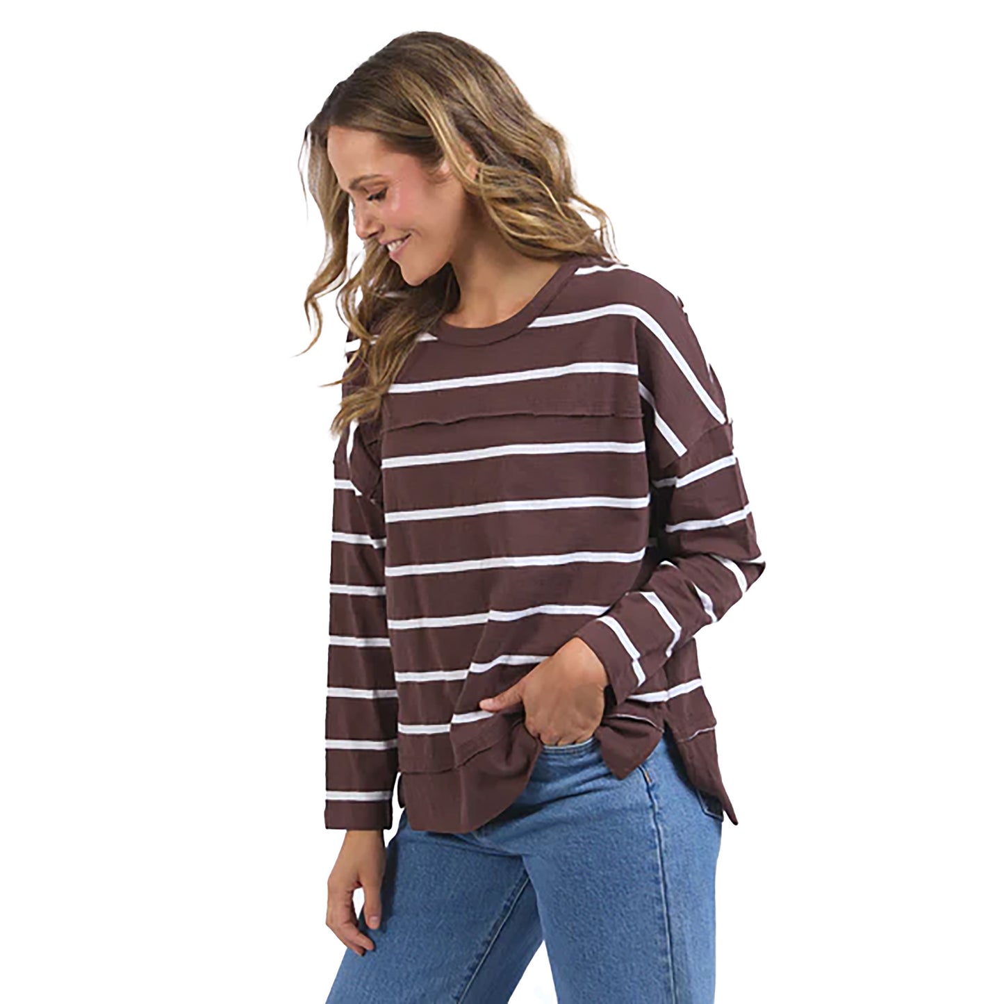 Jayne Throw On Top - Chocolate Stripe