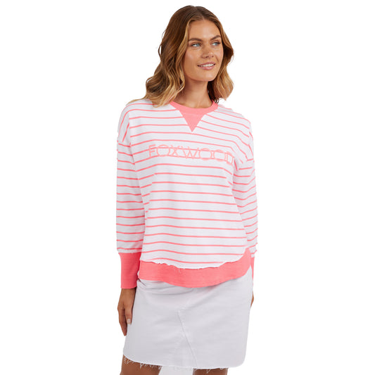 Foxwood Simplified Crew - Neon Pink Stripe