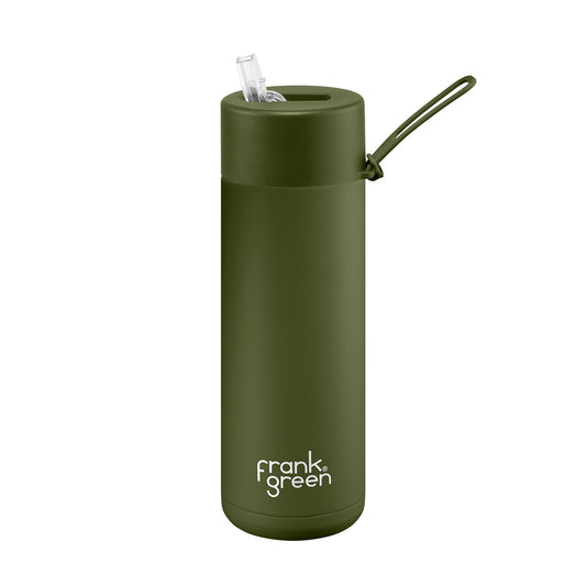 Khaki - Ceramic Reusable Bottle (straw) - 20oz / 595ml