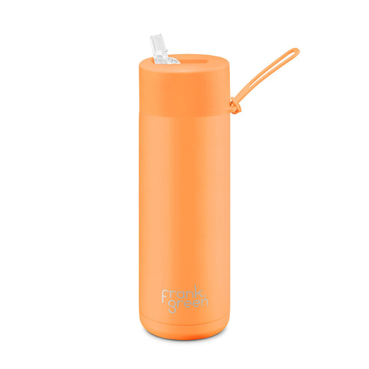 Neon Orange - Ceramic Reusable Bottle (straw) - 20oz / 595ml