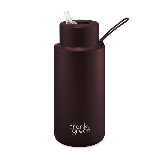 Chocolate - Ceramic Reusable Bottle (straw) - 34oz/ 1000ml